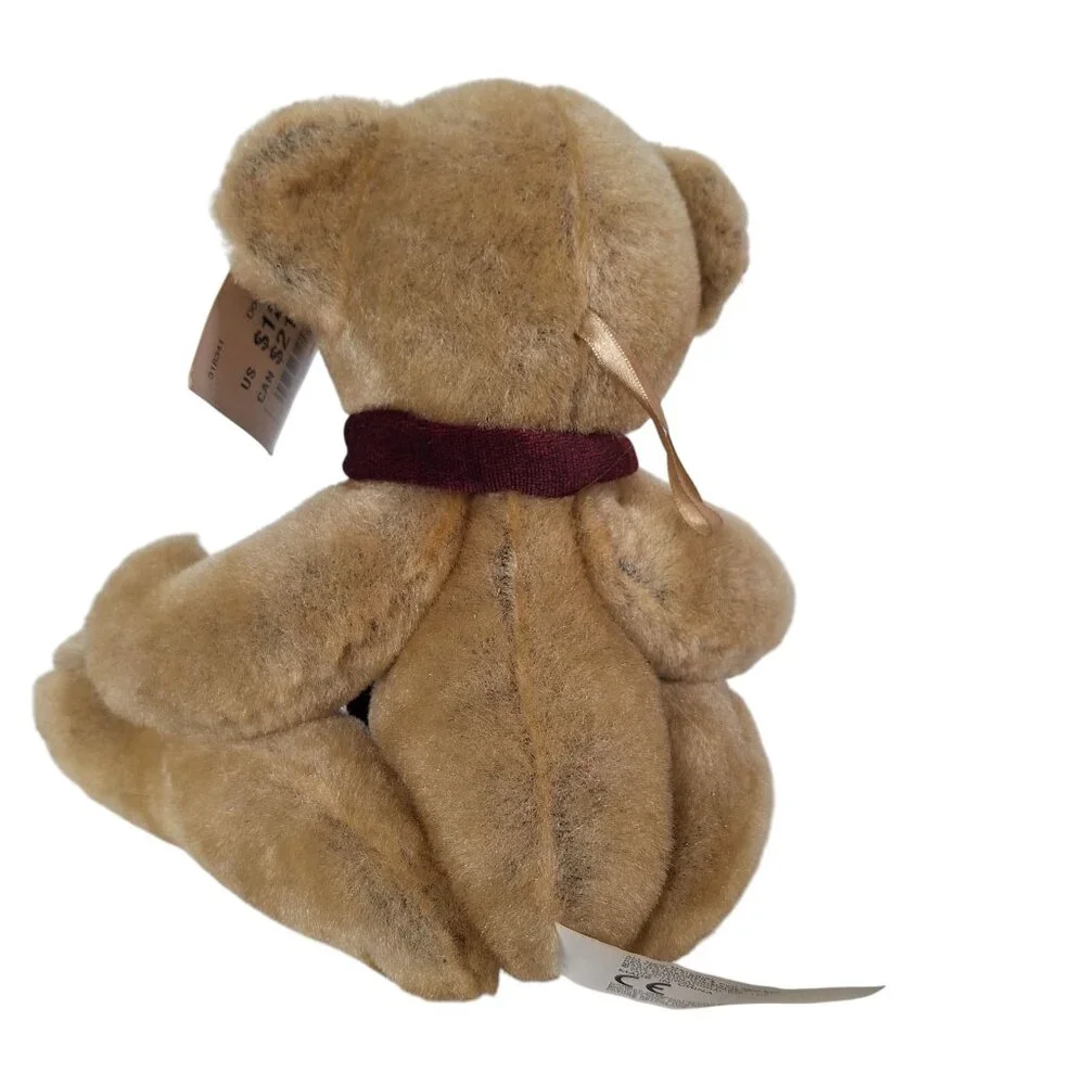 Vintage 2002 Dan Dee Christmas Teddy Bear Maroon Scarf 13 Inch - Picture 3 of 7